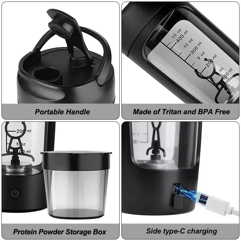 Electric Protein Powder Blender Cup Fully Automatic Type C Rechargeable Shaker Milkshake Sports Accompanying Fitness Blender